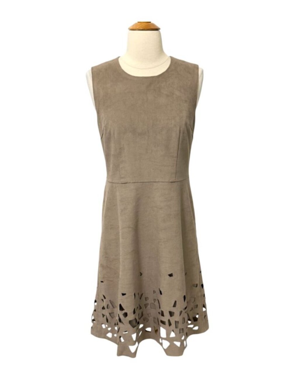Elie Tahari Women's Ophelia Laser Cut Faux Suede Dress Above Knee Sheath Size 4 - Picture 2 of 13